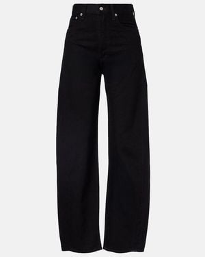 Agolde Luna Pieced Mid-Rise Barrel-Leg Jeans - Black