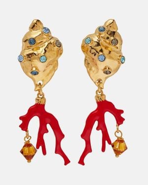 Oscar de la Renta Crystal-Embellished Clip-On Earrings - Red