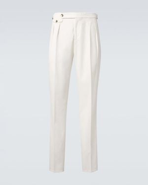 Brunello Cucinelli Cotton Slim Trousers - White