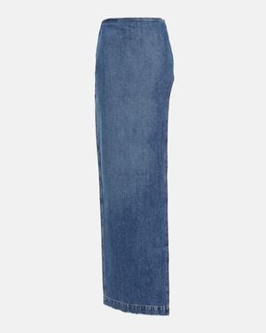 Monot Side-Slit Denim Maxi Skirt - Blue
