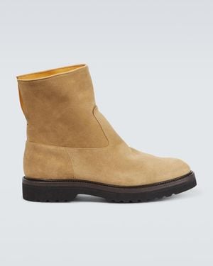 AURALEE Suede Ankle Boots - Natural