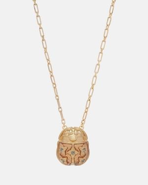 La DoubleJ Lady Scarab-Plated Pendant Necklace - Metallic