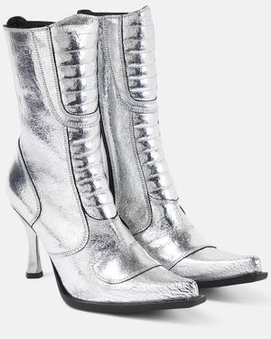 Vetements Botines De Piel Metalizada - Blanco
