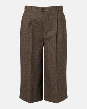 Saint Laurent Herringbone Wool-Blend Bermuda Shorts - Brown