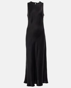 Asceno Valencia Silk Twill Maxi Dress - Black