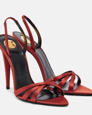 Saint Laurent Kate Crepe Satin Slingback Sandals - Red