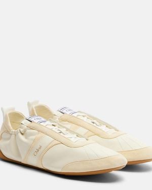Chloé Kick Leather And Suede Trainers - Natural