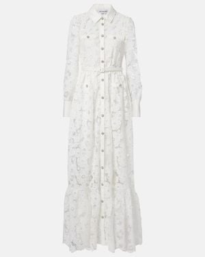 Self-Portrait Belted Guipure Lace Shirt Dress - White