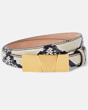 KHAITE Axel Small Snake-Effect Leather Belt - Metallic