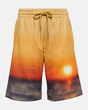 Dries Van Noten Printed Cotton Jersey Shorts - Orange