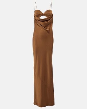 Alex Perry Cutout Draped Satin Crepe Gown - Brown
