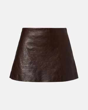 Balenciaga Leather Miniskirt - Brown