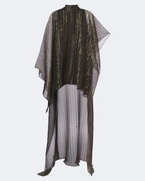 ‎Taller Marmo Dallas Asymmetric Fil Coupe Organza Kaftan - Grey