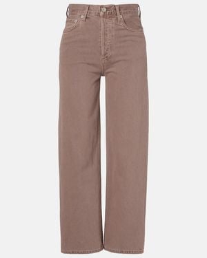 Agolde Jeans Anchos Ren Crop De Tiro Alto - Marrón