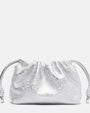 Loewe Clutch Flamenco Mini Aus Metallic-Leder - Weiß