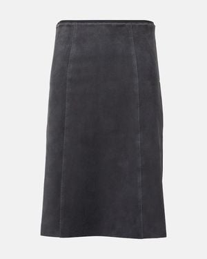 JOSEPH Suede Midi Skirt - Blue