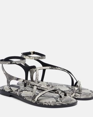 A.Emery Edna Snake-Effect Leather Sandals - Metallic