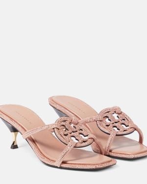 Tory Burch Geo Bombe Miller Suede Sandals - Pink