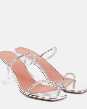 AMINA MUADDI Gilda Embellished Leather And Pvc Mules - Multicolor