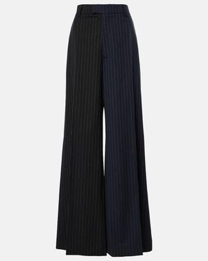 Vetements Pinstripe Wool Wide-Leg Pants - Blue