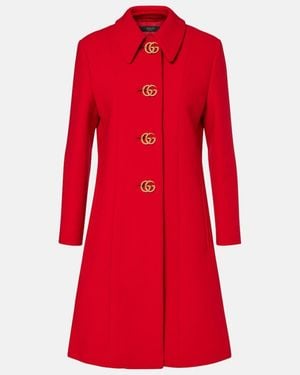 Gucci Mantel Double G Aus Wolle - Rot
