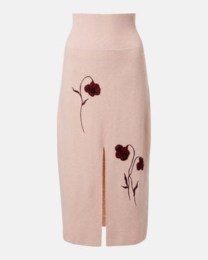 Erdem Falda Midi De Punto Con Aplique Floral - Rosa