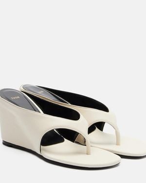 Jude Yaga Leather Wedge Thong Sandals - White