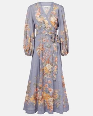 Zimmermann Tallow Floral Cotton Wrap Dress - Purple