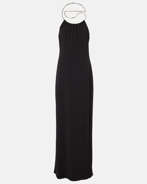 Coperni Logo Necklace Embellished Halterneck Gown - Black