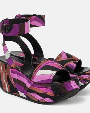 PUCCI Ami Iride Satin Platform Sandals - Pink