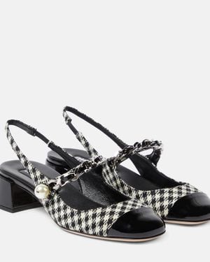 Miu Miu Gingham Slingback Court Shoes - Black