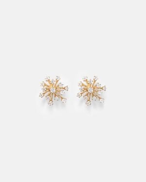 Sydney Evan Burst Small 14Kt Earrings With Diamonds - White