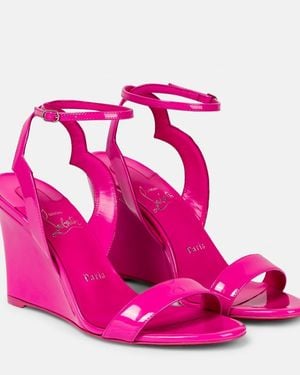 Christian Louboutin Patent Leather Wedge Sandals - Pink