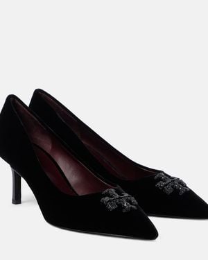 Tory Burch Eleanor Pave 65 Velvet Court Shoes - Black