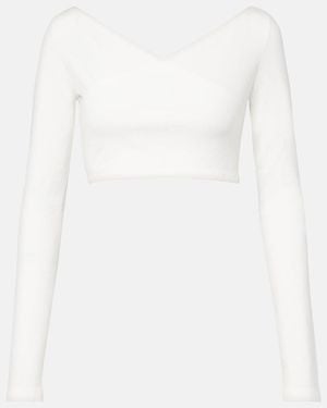 Alaïa Cotton-Blend Crepe Wrap Top - White