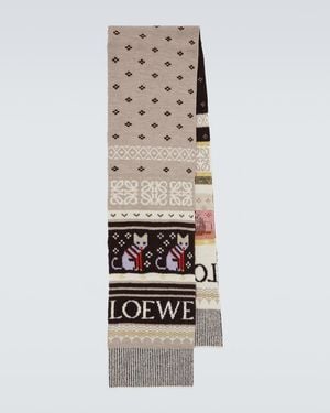 Loewe X Louis Wain Wool-Blend Jacquard Scarf - White
