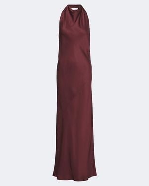Brunello Cucinelli Halterneck Silk Satin Gown - Purple