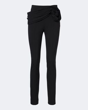 Carolina Herrera Floral-Applique Wool-Blend Leggings - Black