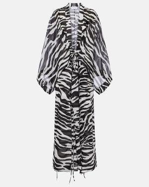 The Attico Zebra-Print Cotton Muslin Kaftan - White