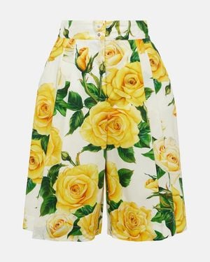 Dolce & Gabbana Floral Cotton Bermuda Shorts - Yellow