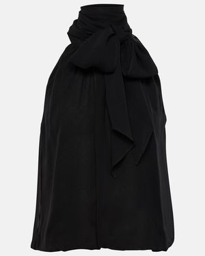 Max Mara Fiore Halterneck Silk Top - Black