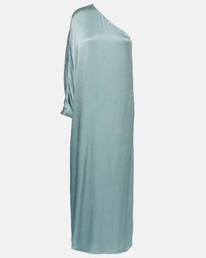 STAUD Sonia One-Shoulder Satin Maxi Dress - Blue
