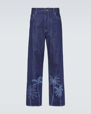 Alanui Jungle Printed Straight Jeans - Blue