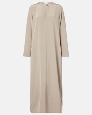 Max Mara Unghia Silk-Blend Midi Dress - Natural