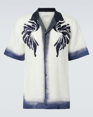 Dries Van Noten Embroidered Bowling Shirt - Blue