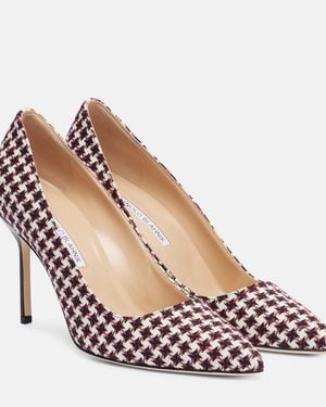 Manolo Blahnik Bb 90 Houndstooth Court Shoes - White