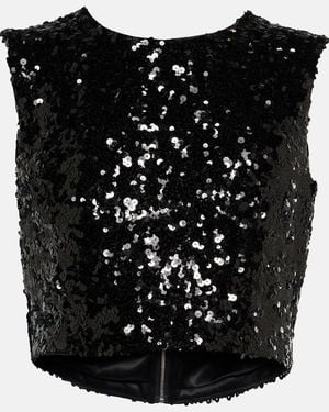 Dolce & Gabbana Sequined Crop Top - Black