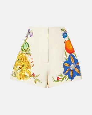 ALÉMAIS Flores Floral High-Rise Shorts - White