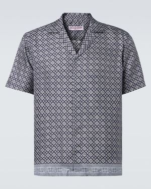 Orlebar Brown Maitan Printed Silk Blowing Shirt - Blue