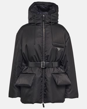 Prada Re-Nylon Hooded Down Jacket - Black